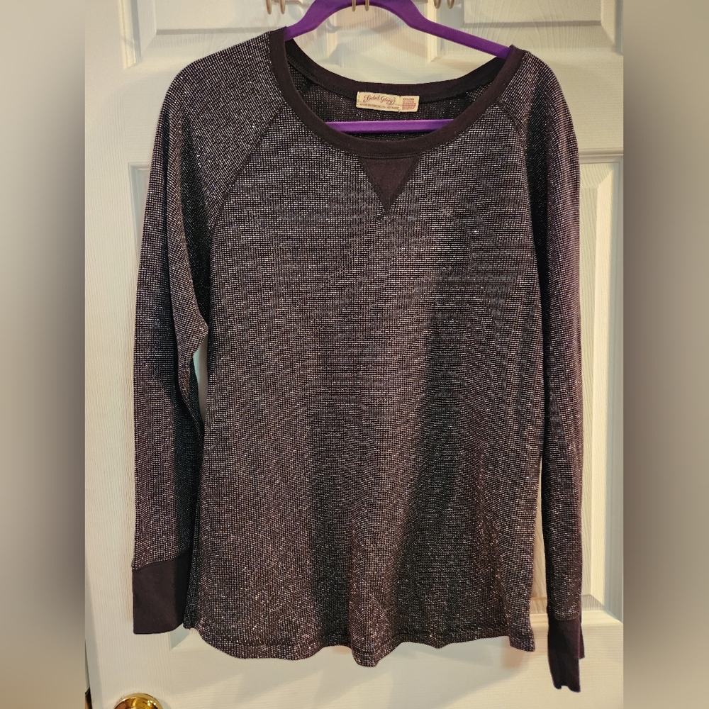 Faded Glory black and silver long sleeve top, sz XXL